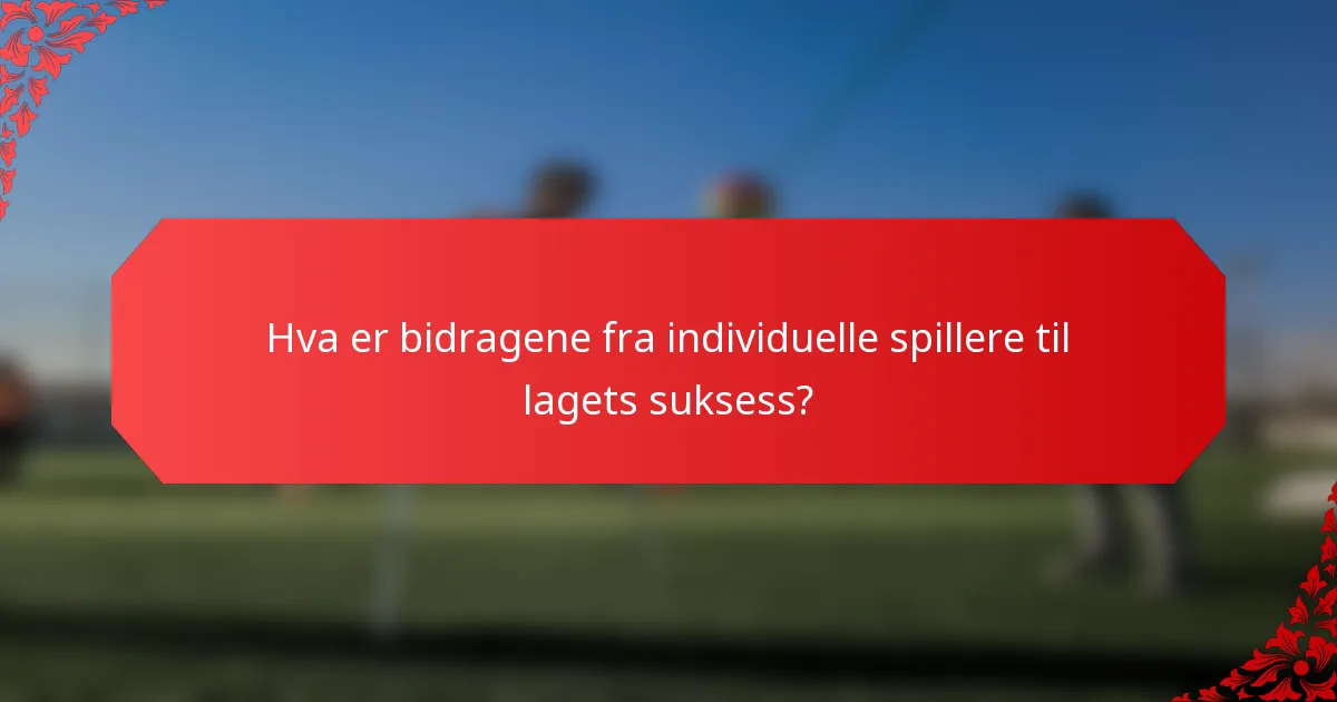 Hva er bidragene fra individuelle spillere til lagets suksess?
